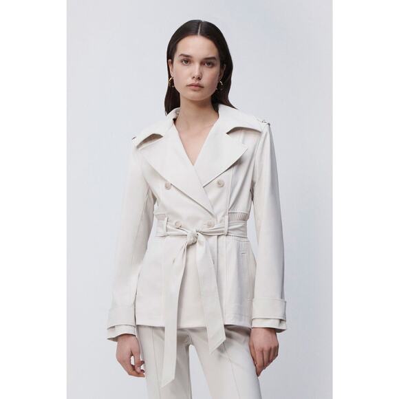 Jonathan Simkhai Soren Cropped Trench Jacket in Birch Medium - Picture 1 of 12